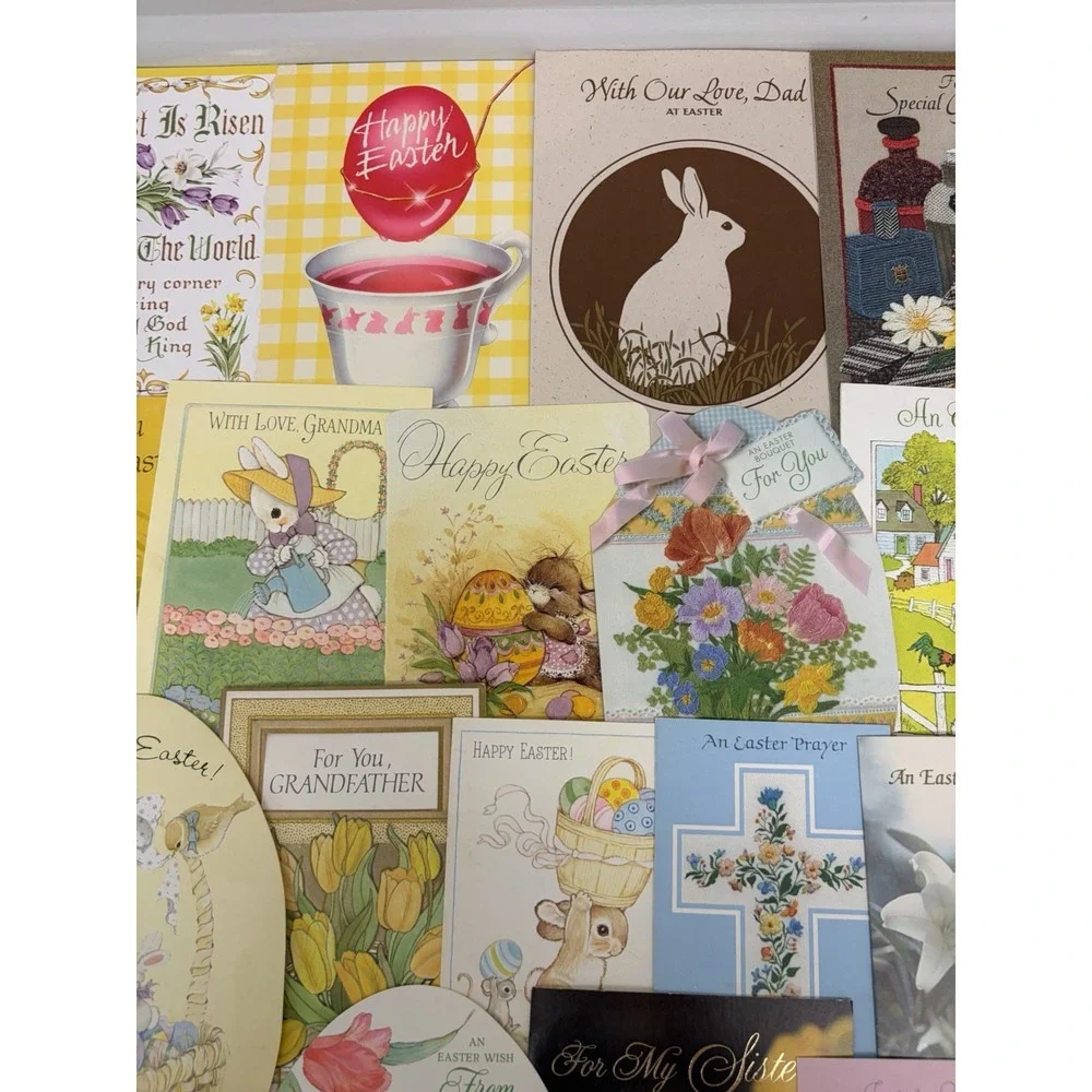 Vintage Easter Greeting Cards Fronts ONLY Scrapbooking Crafts Lot of 50+ Bunnies